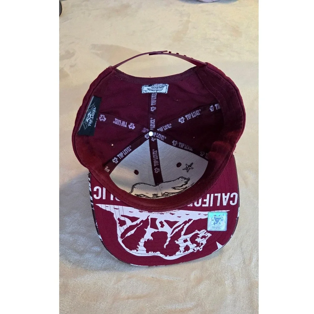 California Republic Bear Snapback Hat | Burgundy |‎ Top Level